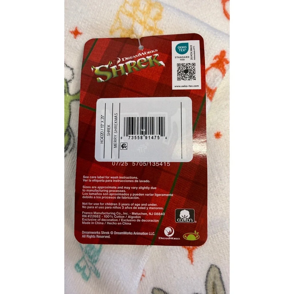 Dreamworks Shrek Merry Shreksmas 2 Pack Hand‎ Towels Christmas Holiday